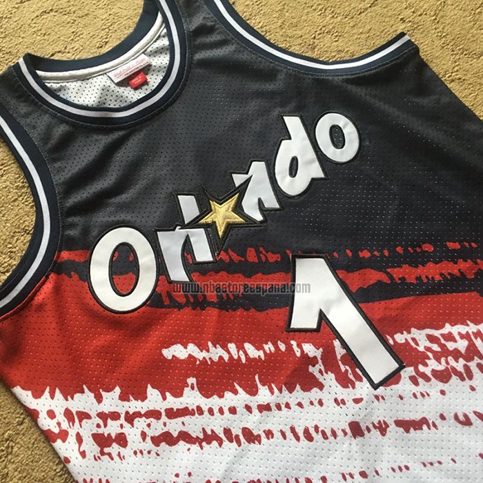 Camiseta Orlando Magic Anfernee Hardaway NO 1 Independence Day Mitchell & Ness Blanco